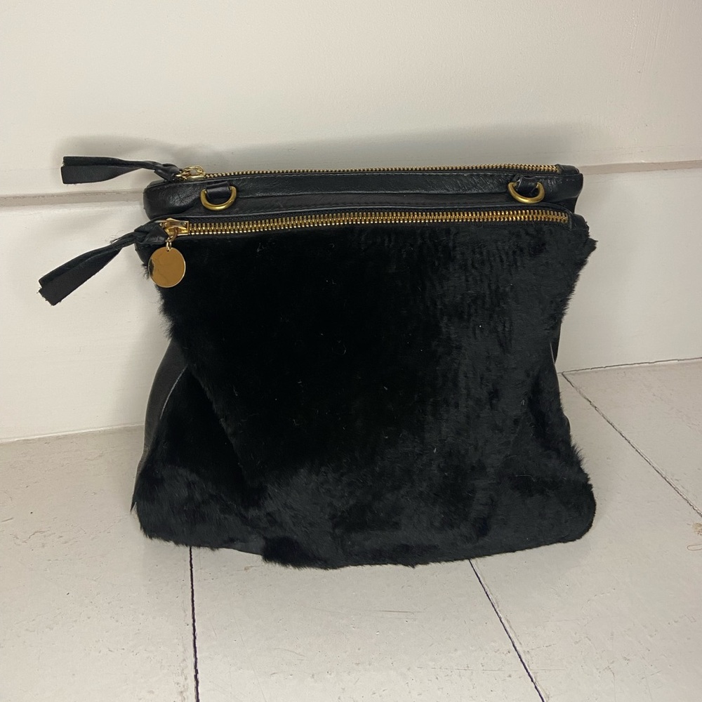 Clare V black fur clutch - no strap! Excellent condition.